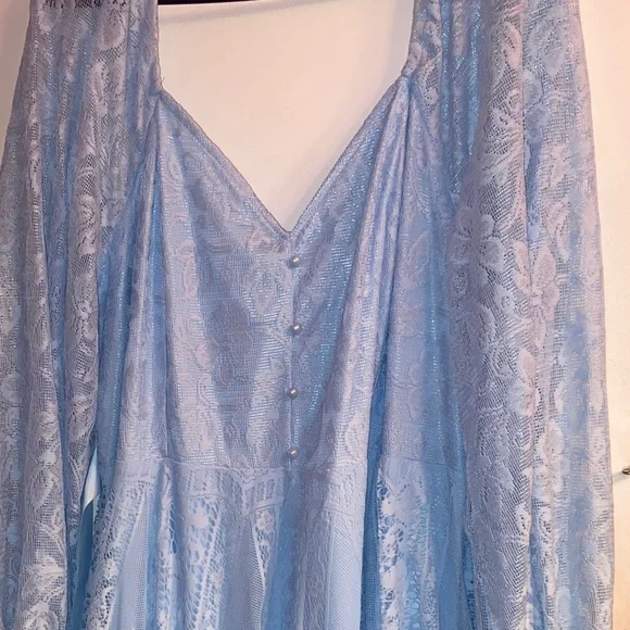 Source Unknown Light Blue Lace Long Sleeve Dress - Picture 2 of 4
